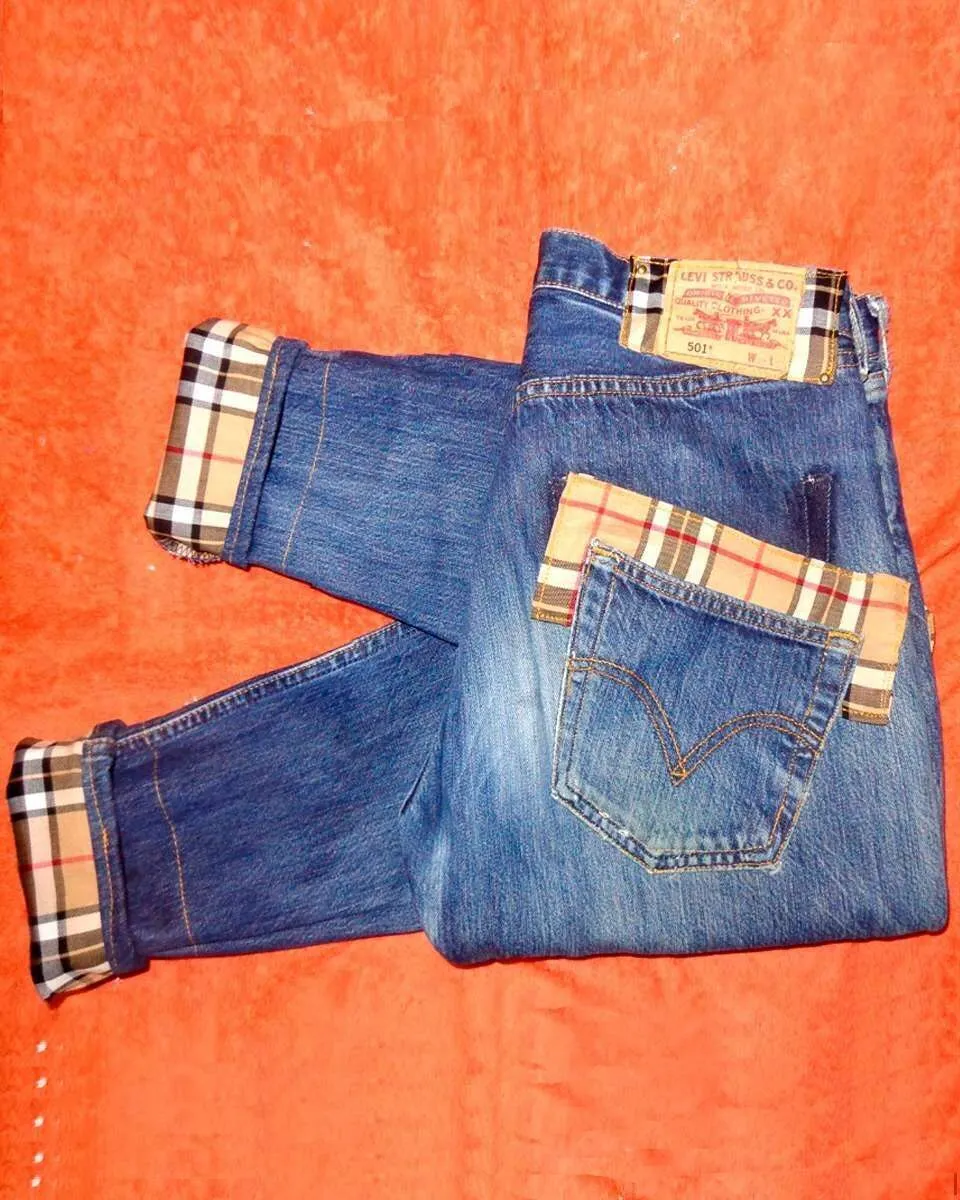 Levi's Vintage Burberry jeans con tessuto remake tasche
