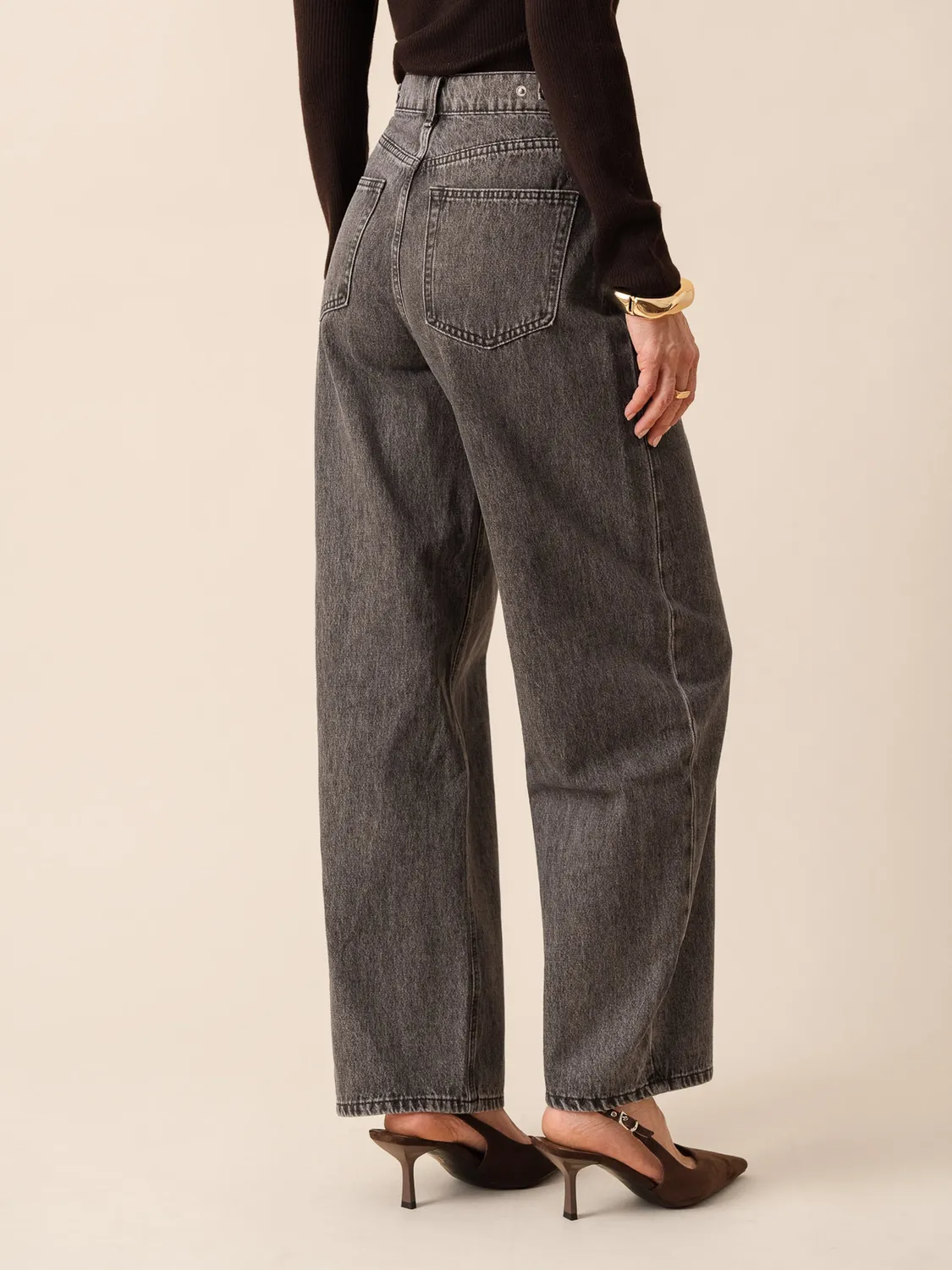 Oraije Brune jeans barrel grigio cotone