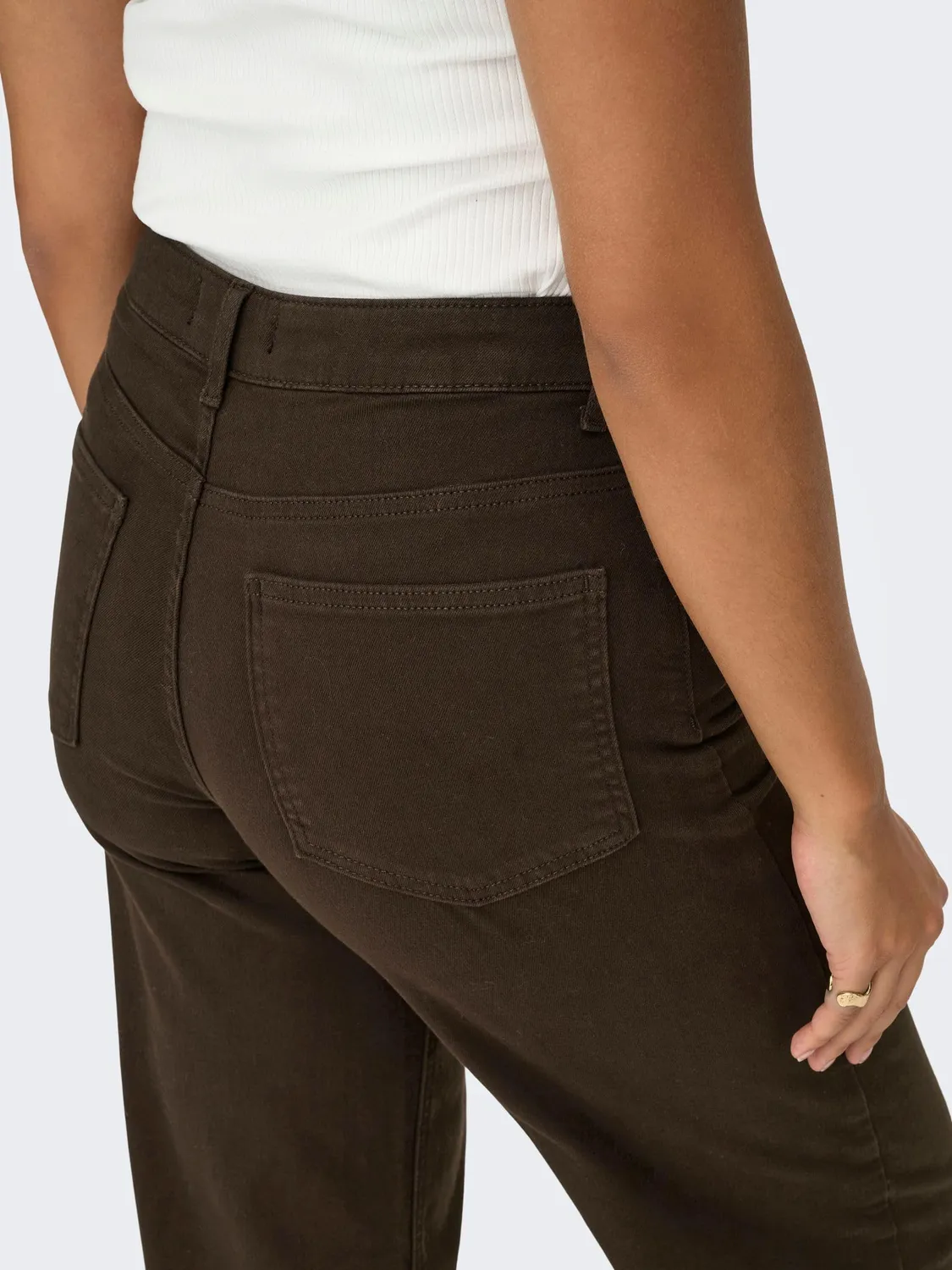 ONLY Onlmadison Wide Leg jeans vita alta marrone