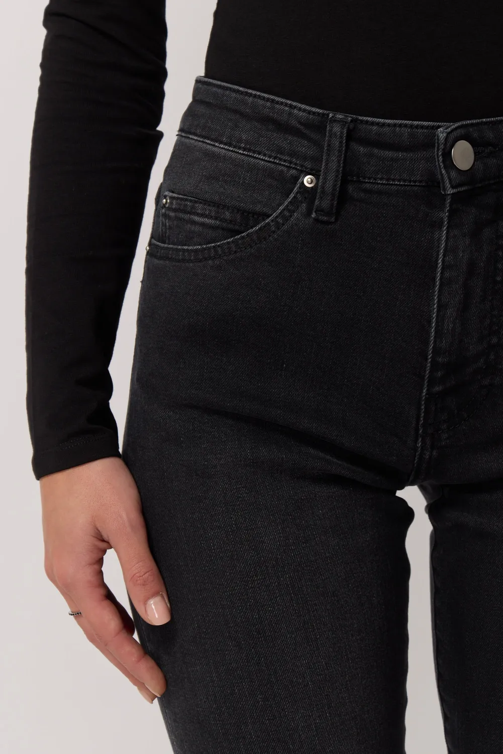 Acquaverde Cara pantaloni bootcut Black Vintage vita alta