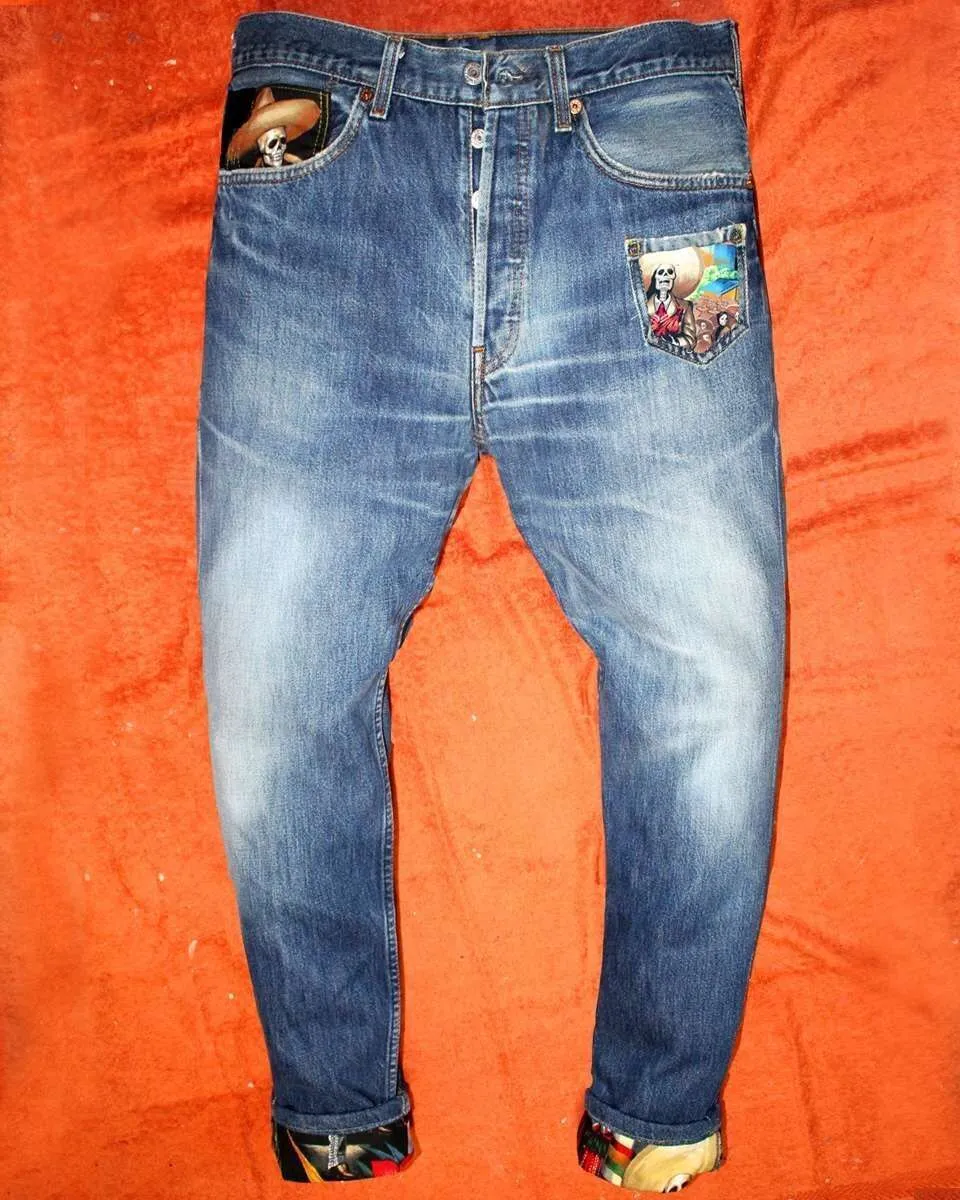 Levi’s Vintage Poison jeans dipinti a mano old school