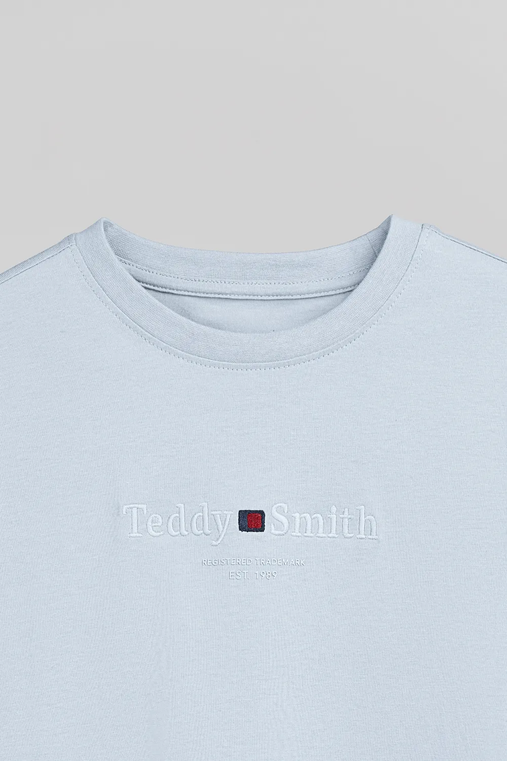 Teddy Smith T-Jim T-Shirt Ragazzo Azzurro Pastel Blue Cotone