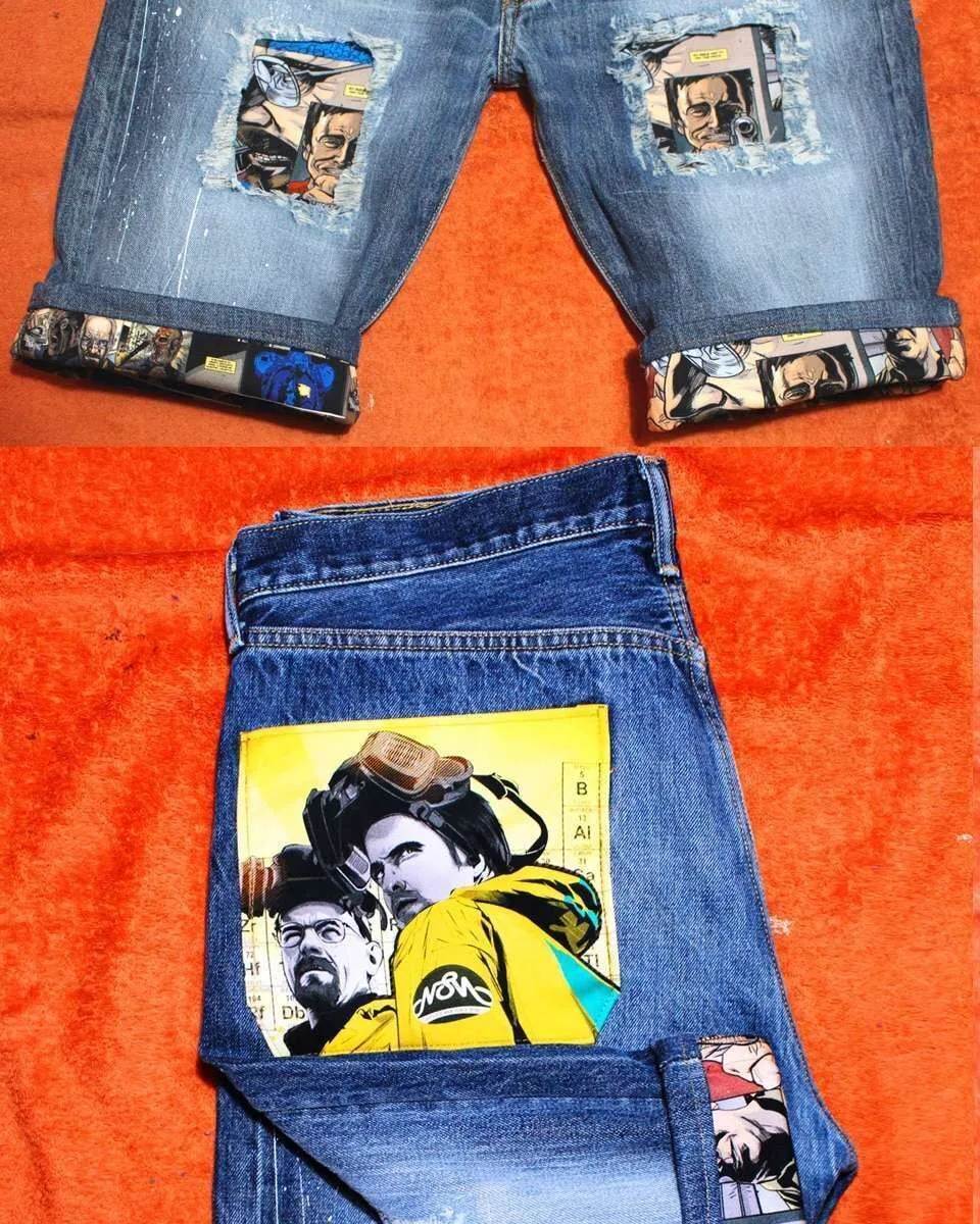 Never Say Never Levi's Breaking Bad bermuda jeans custom