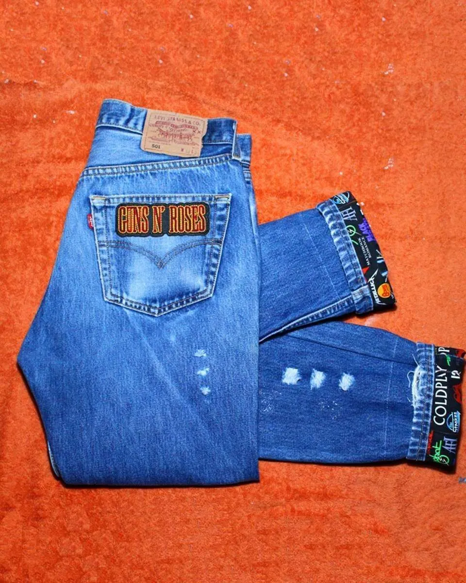 Levi's Vintage Rock Patch jeans personalizzati con patch