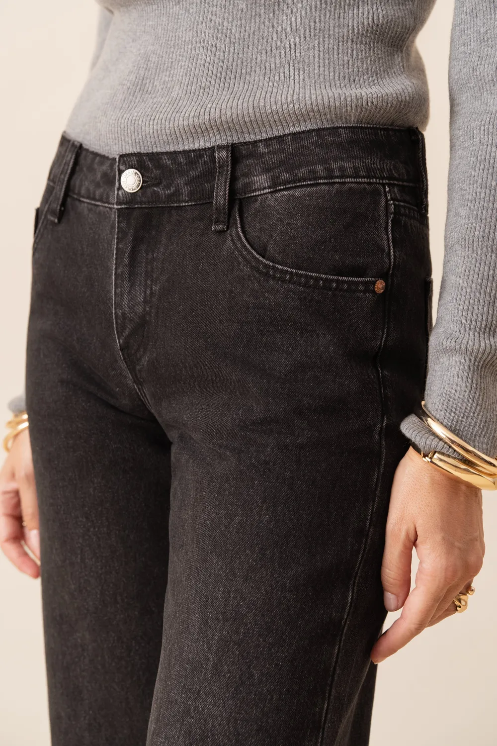 Oraije Carmen jeans straight grigio cotone