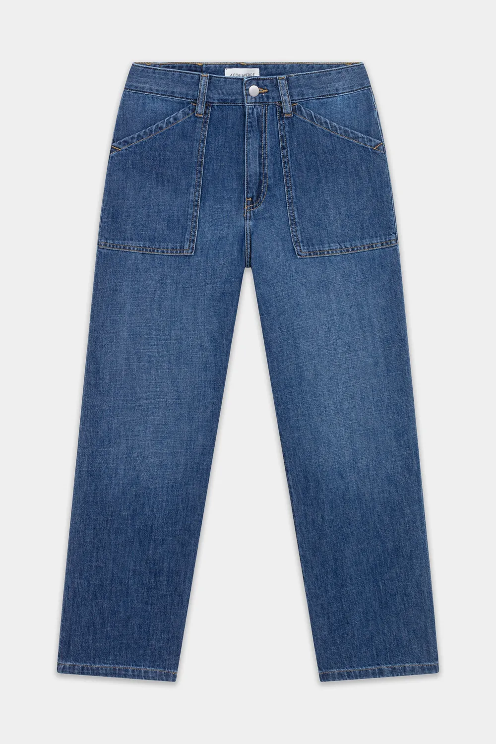 Acquaverde Eddy Worn jeans larghi vita alta
