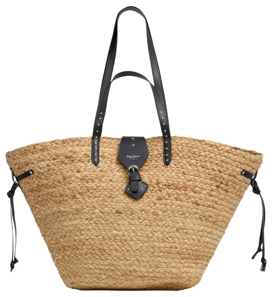 Pepe Jeans Pamela Coast shopper donna nera paglia