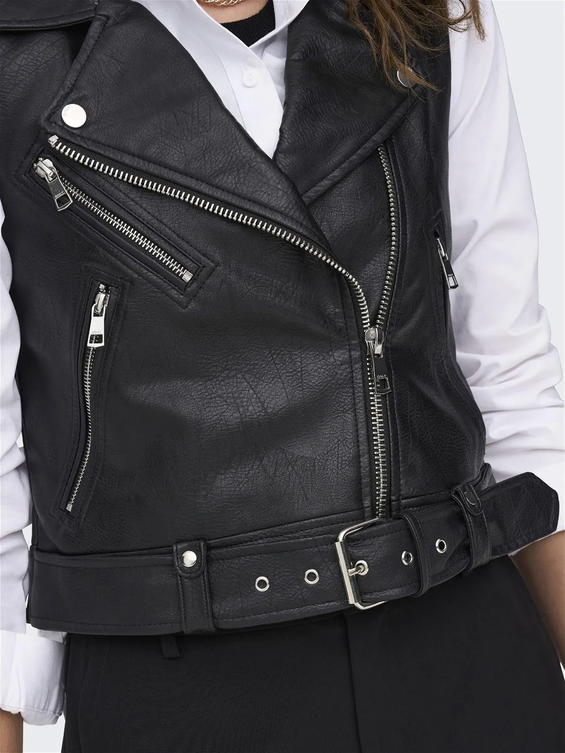 ONLY Onlvera Giacca Similpelle Donna Nera M