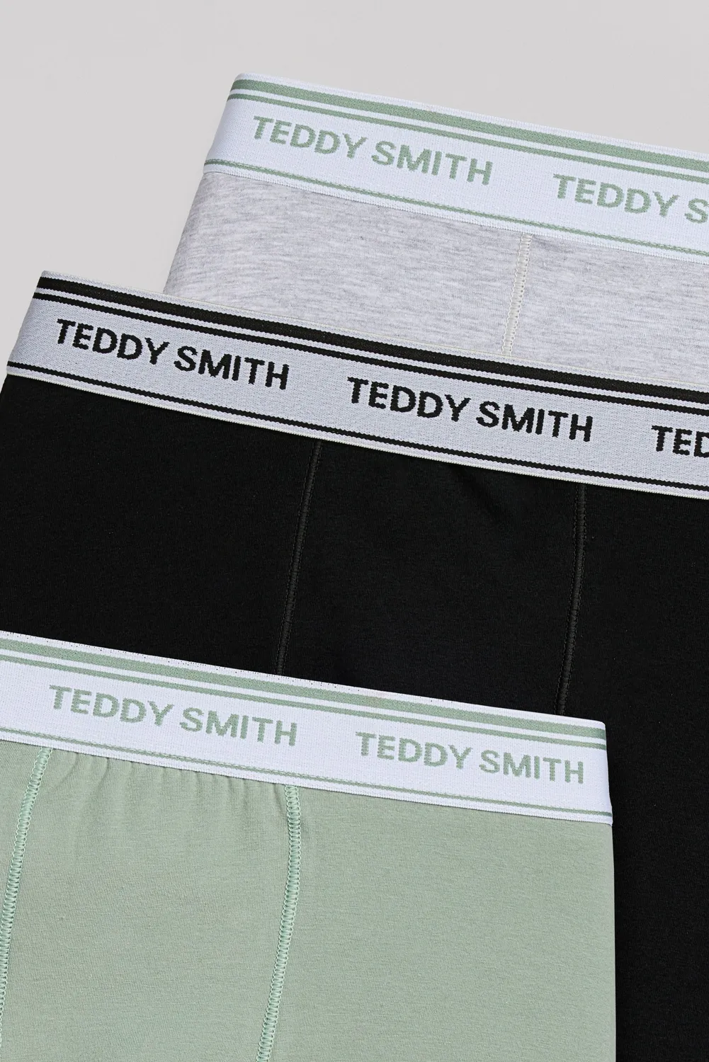 Teddy Smith boxer uomo 3 pezzi nero verde grigio chiné cotone