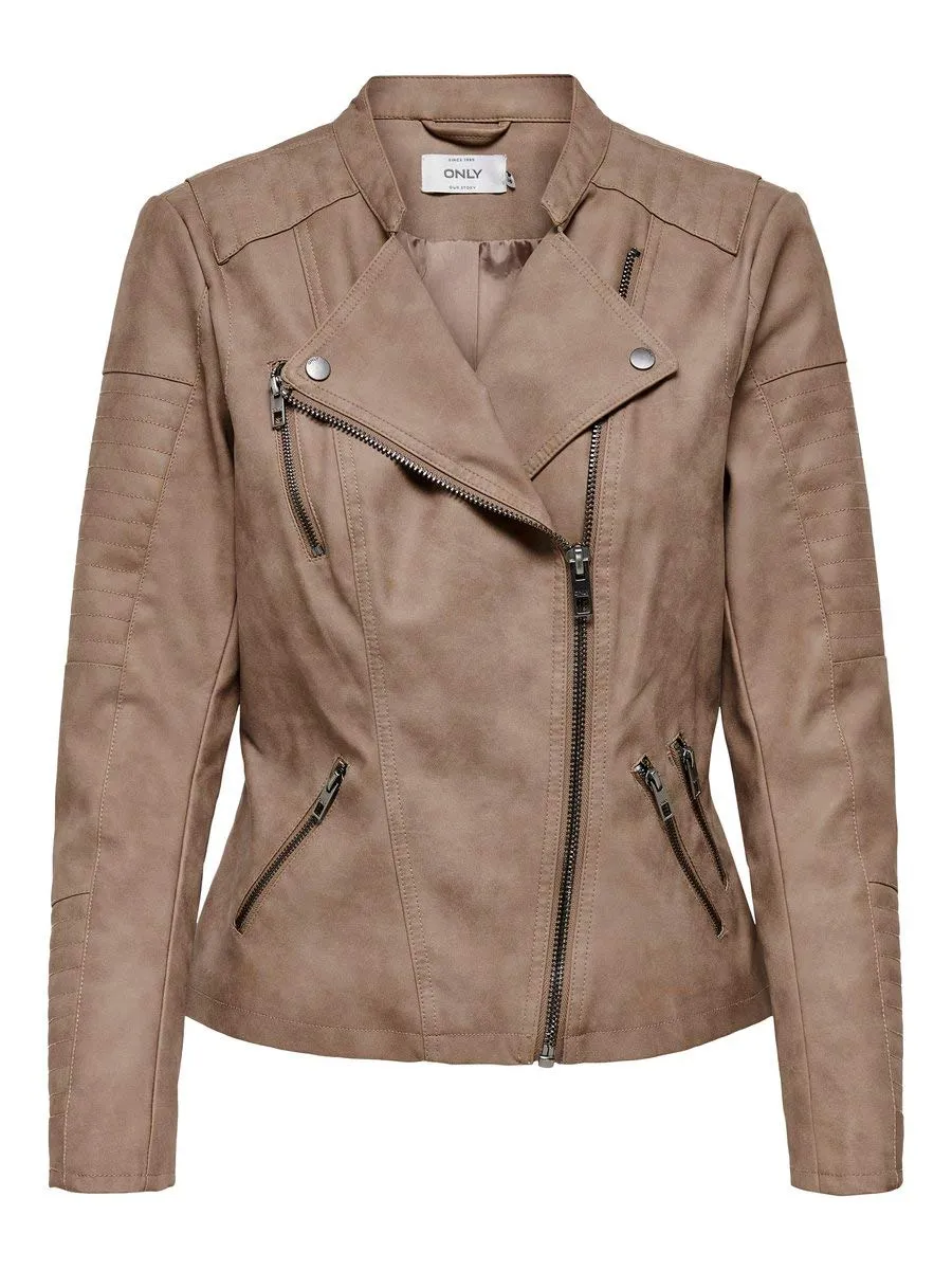 Only Ava Biker giacca donna similpelle nera cerniera