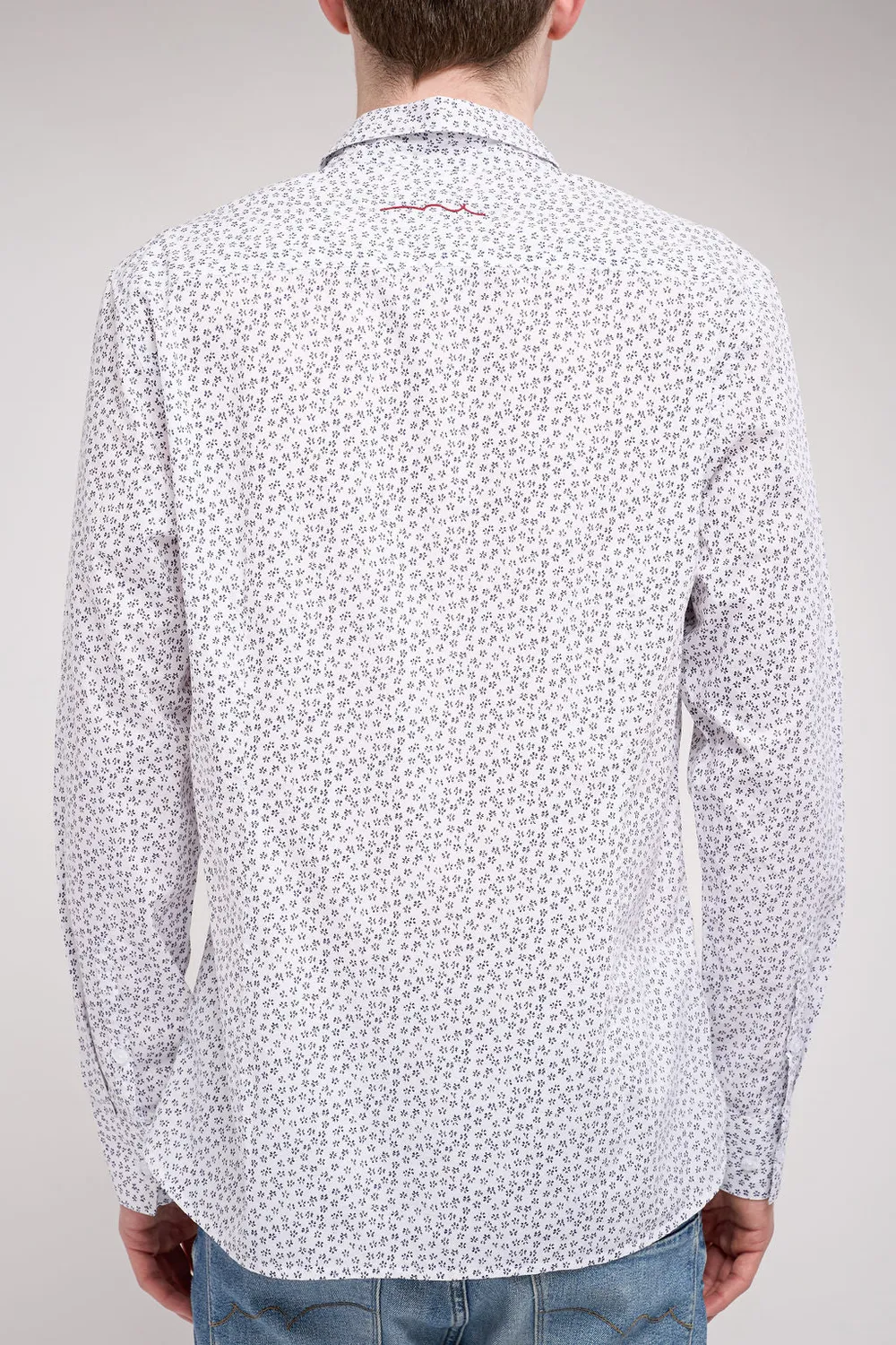 Teddy Smith Carton ML camicia bianca micro fantasia blu cotone