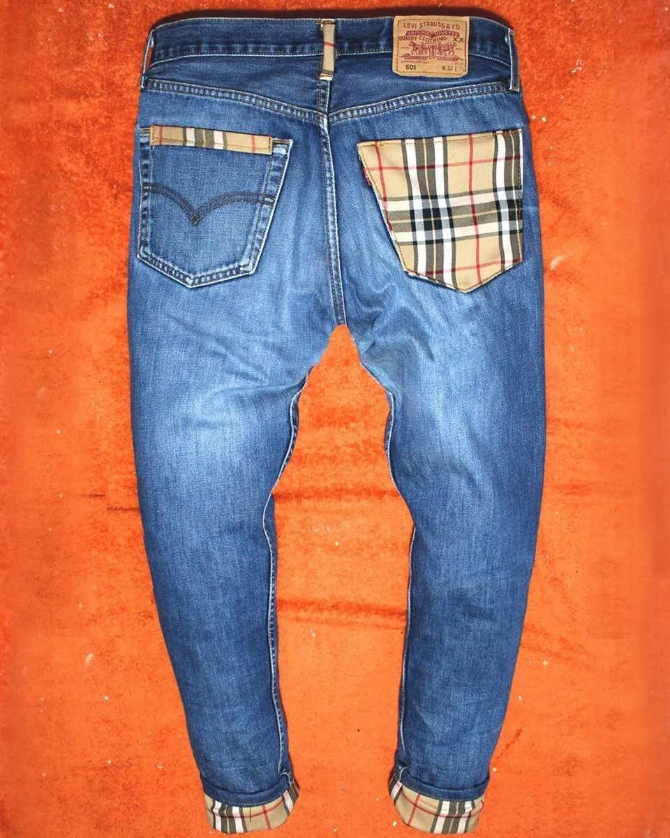 Levi's Vintage Burberry 07 jeans con tessuto custom check