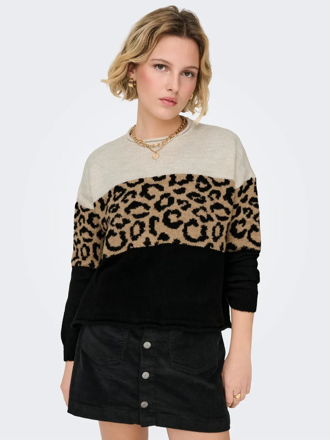 ONLY ONLJADE pullover donna girocollo grigio chiaro