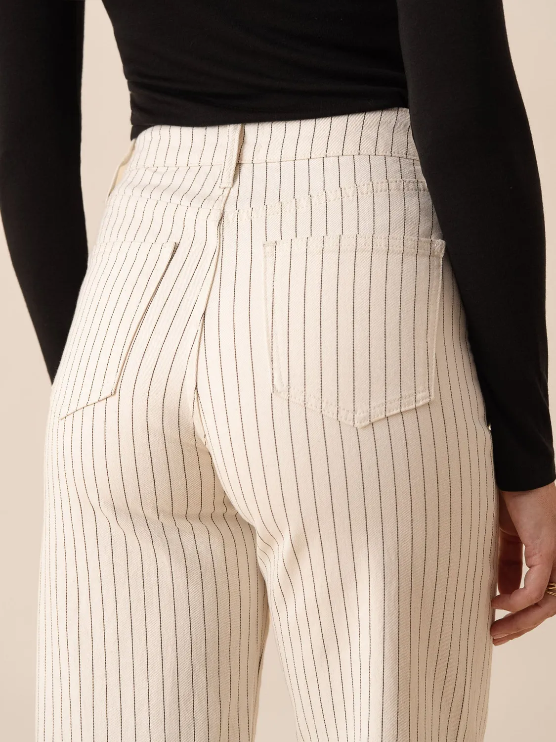 Oraije Gabriel jeans wide rigato naturale