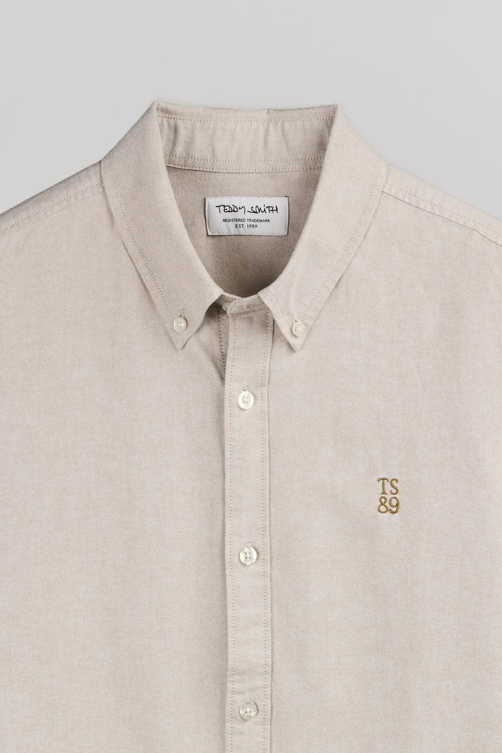 Teddy Smith C-Stan ML camicia beige oxford cotone