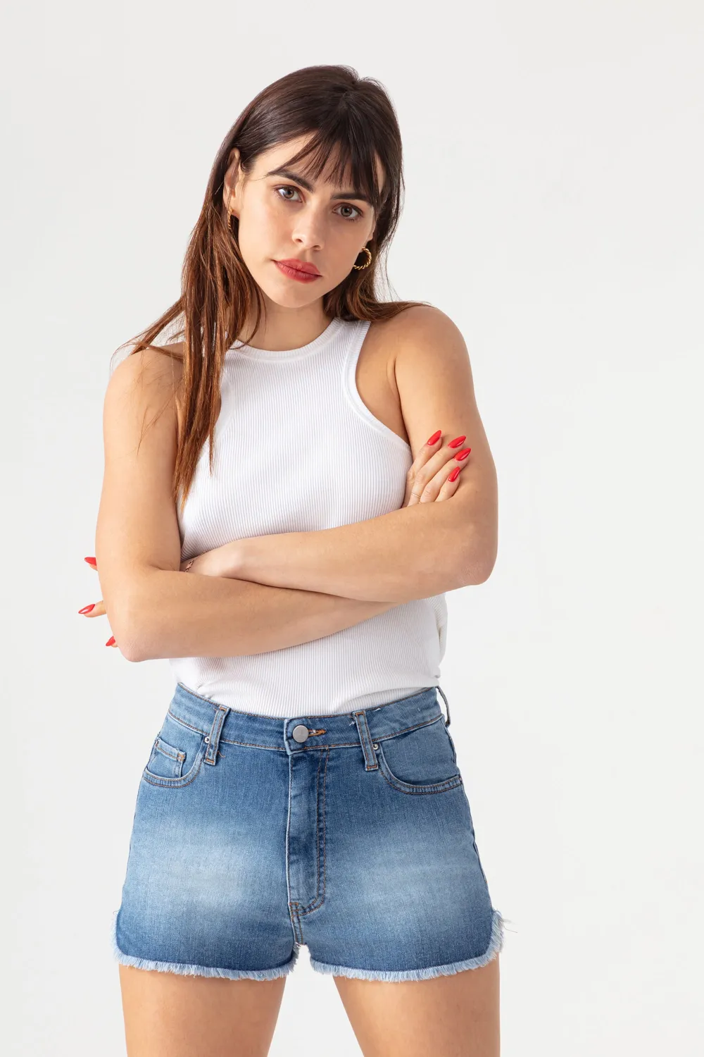 Acquaverde Luigi shorts jeans Worn vita alta sfrangiato
