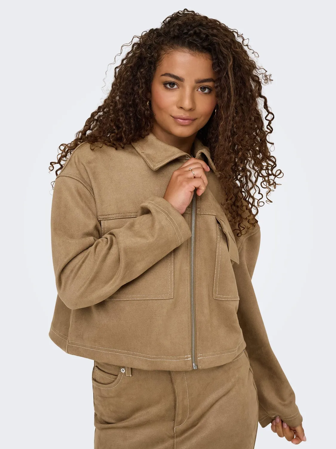 Only Onlstina Giacca Donna M Camoscio Crema