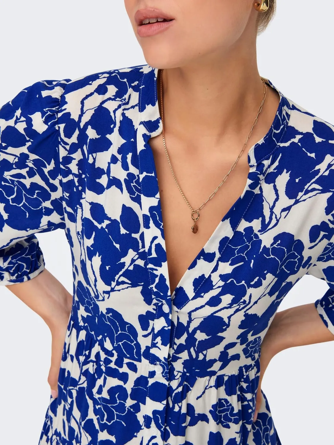 ONLY Onlmilana abito midi donna blu manica corta