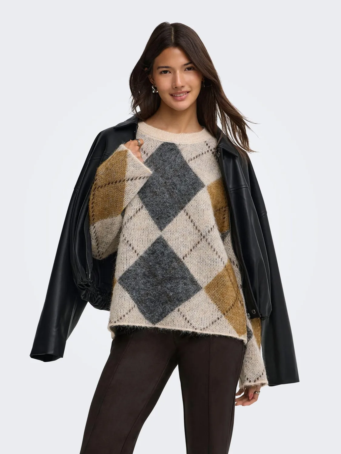 ONLY ONLNOEME pullover grigio spalle cadenti