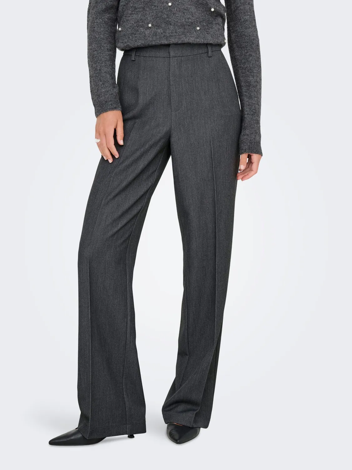 ONLY Onlhattie Pantaloni Larghi Vita Alta Grigio 34/32