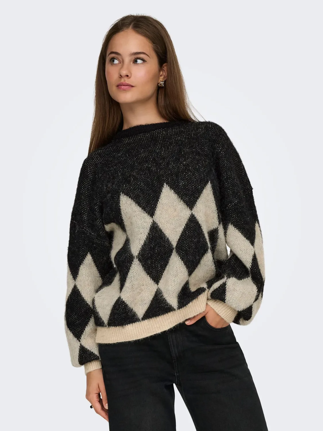 ONLY Onlnoeme Jq LS Life O-Neck Knt maglione jacquard
