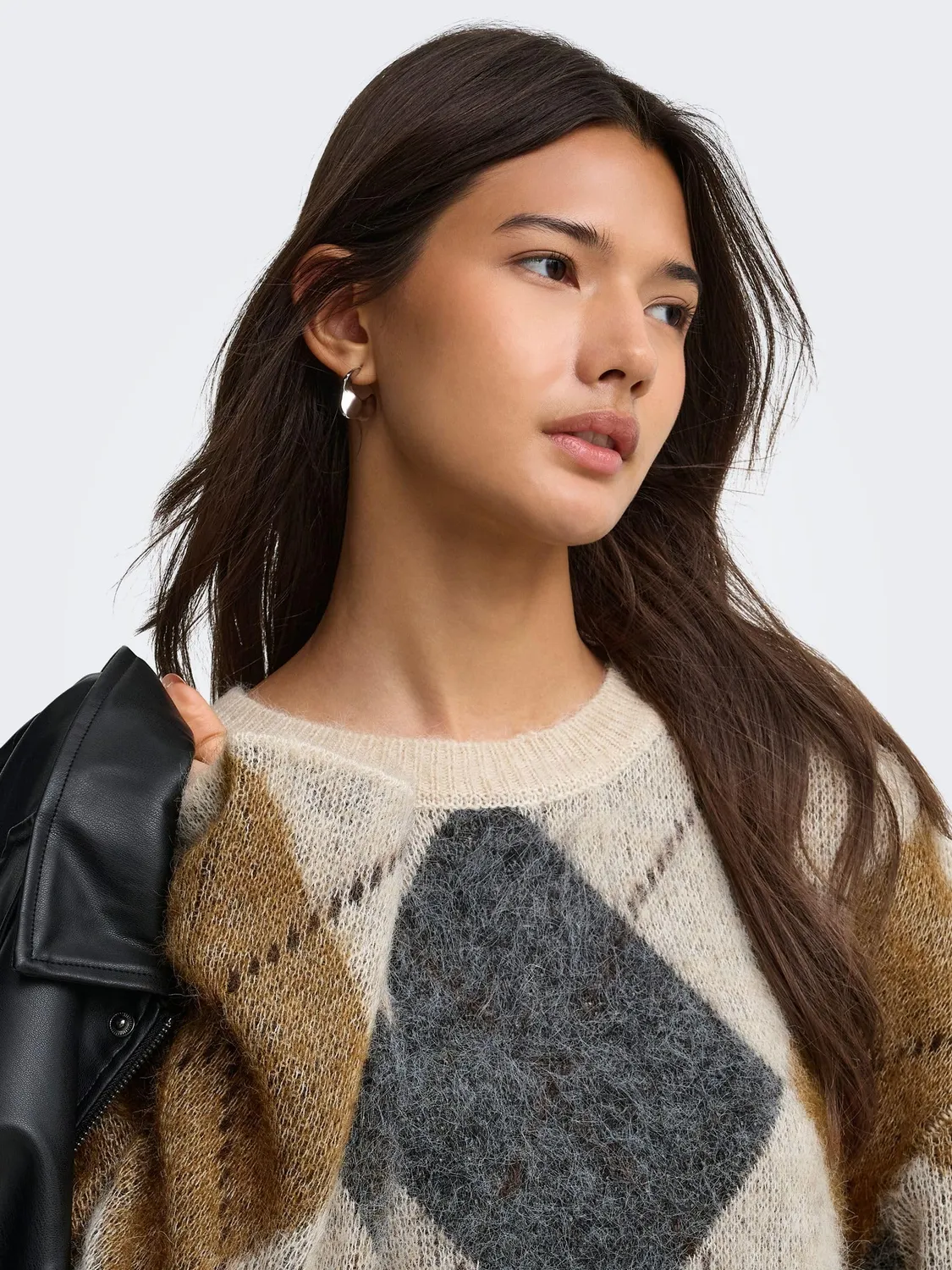 ONLY ONLNOEME pullover grigio spalle cadenti