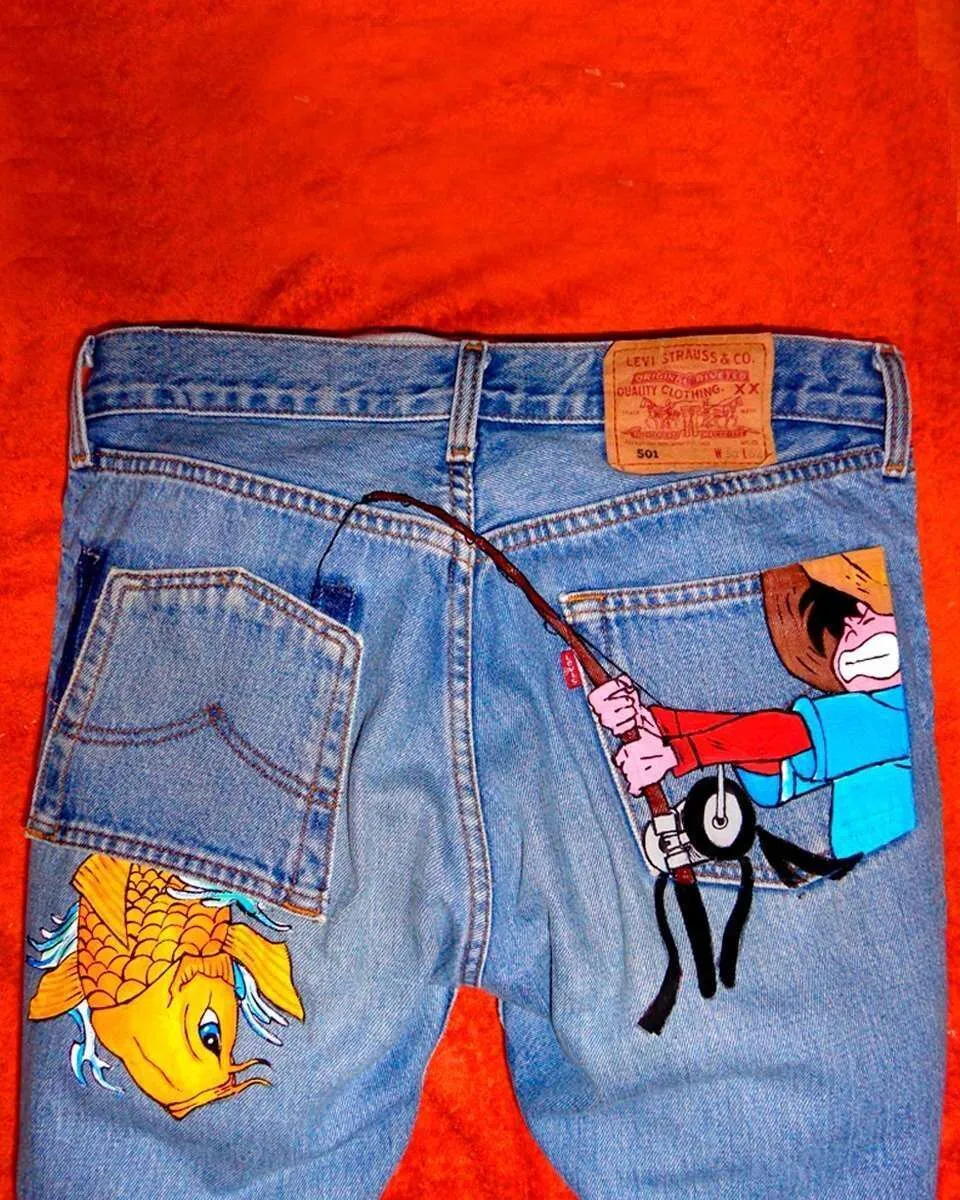 Levi's Vintage Sampei jeans dipinto a mano