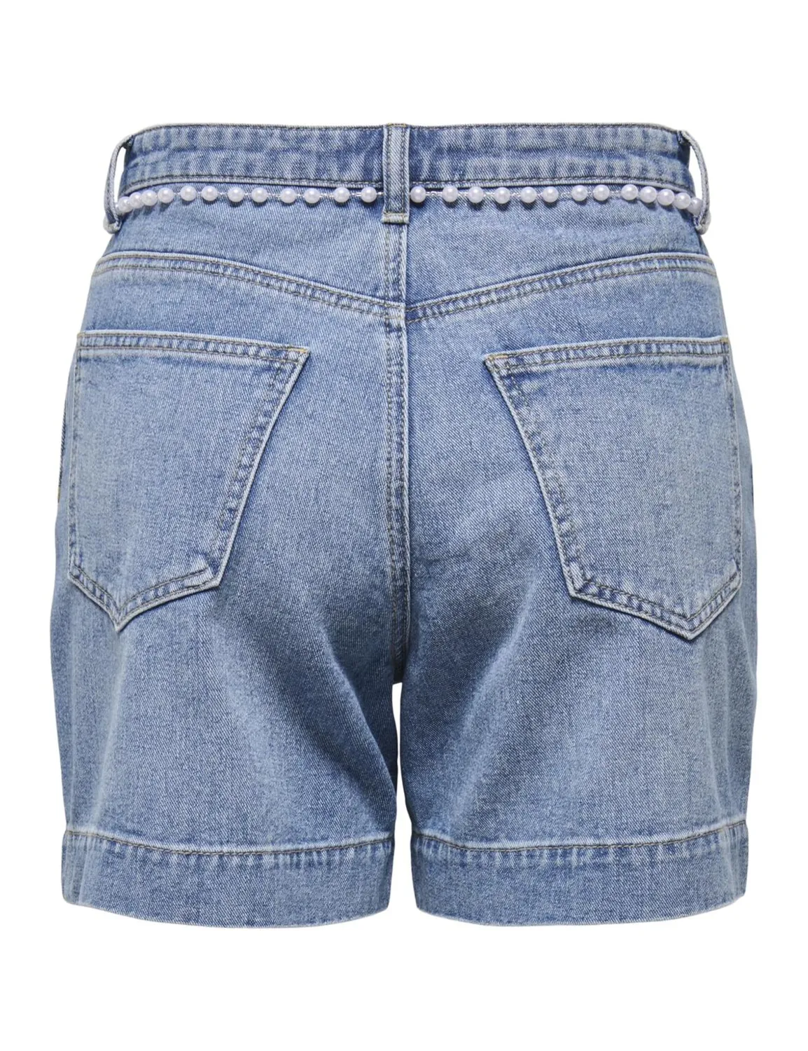 ONLY Onlphine HW shorts L denim con perle