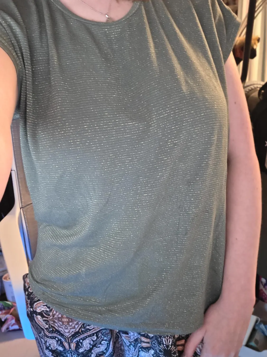 ONLY Maglia Donna Righe Brillantini scollo rotondo nera