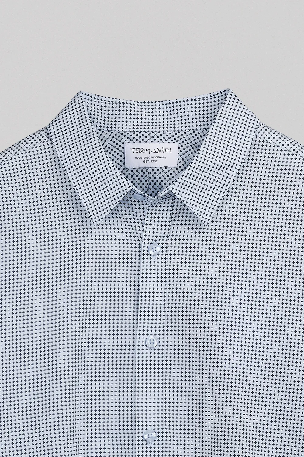 Teddy Smith Carton Camicia Uomo Slim Blu Pastello Cotone