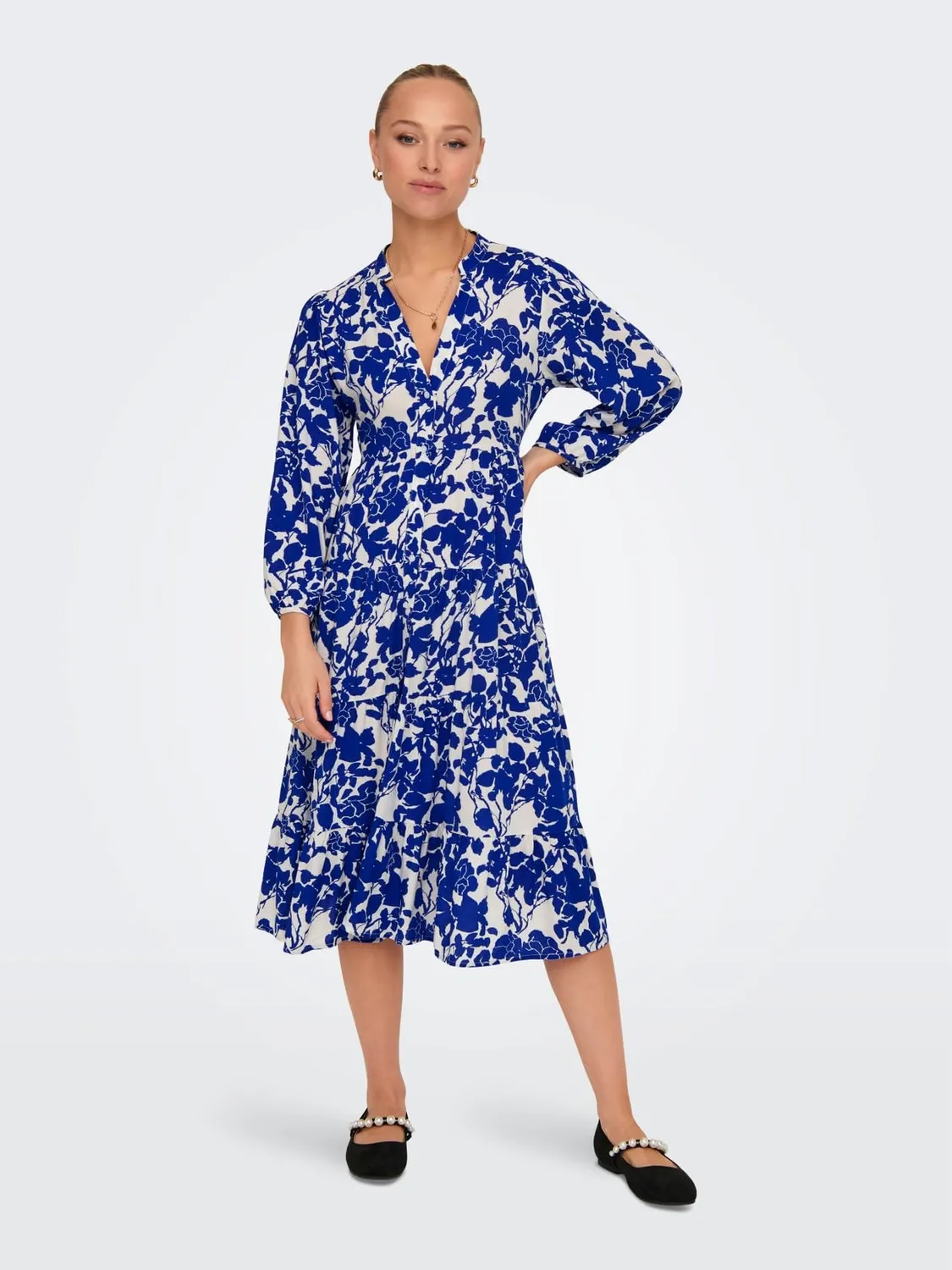 ONLY Onlmilana abito midi donna blu manica corta