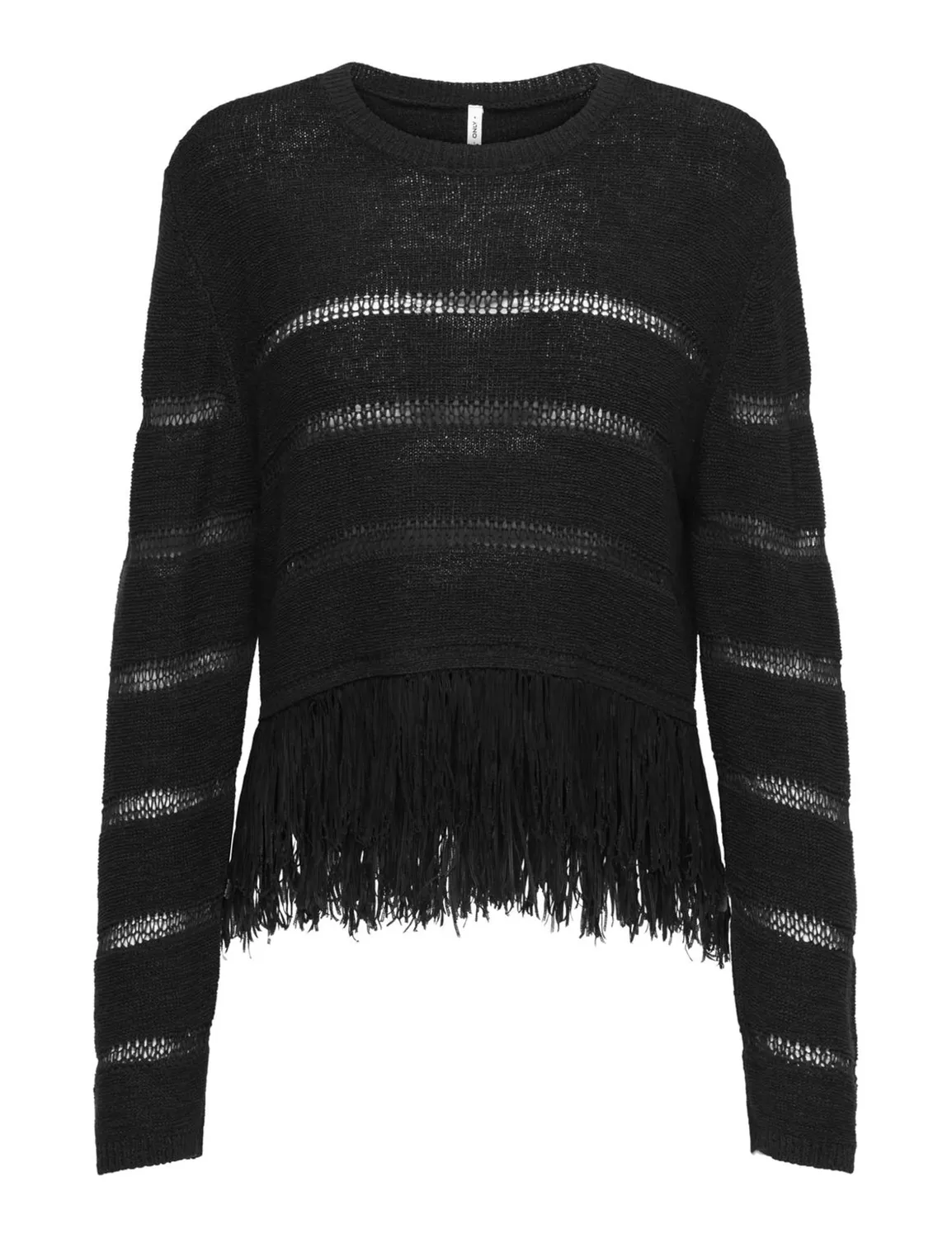 ONLY Onllea LS Fringe O-Neck maglia taglia M sfrangiata