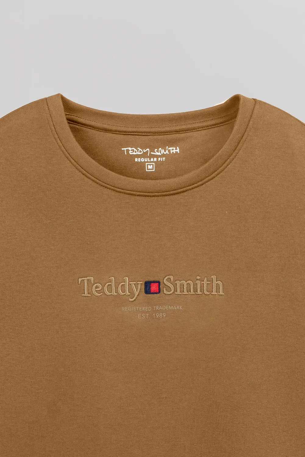 Teddy Smith S-Jim felpa nocciola collo tondo felpata