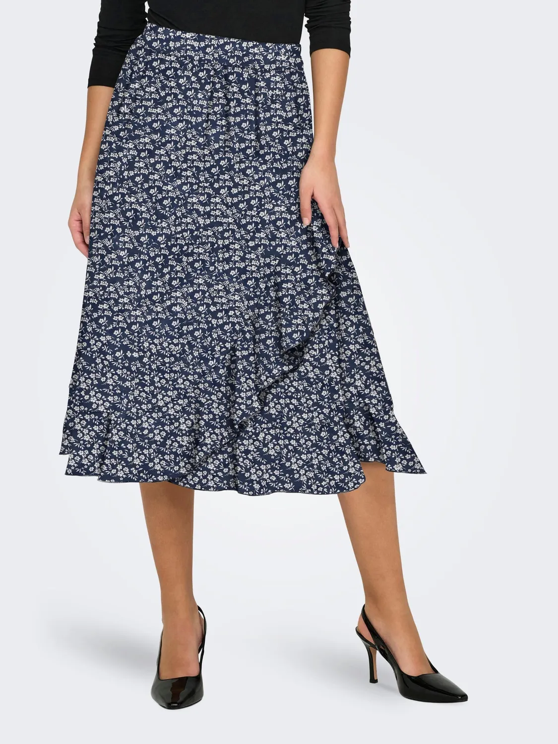 Only Onlcarly Gonna Lunga Donna XS con Volant Fluida