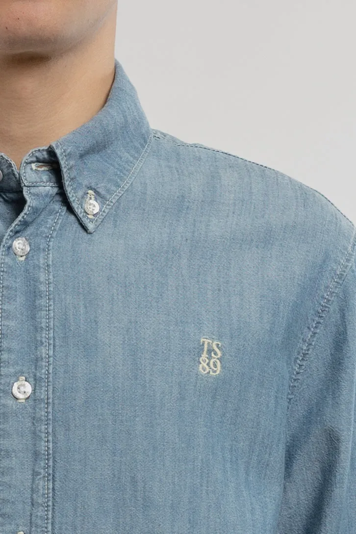 Teddy Smith C-Staner ML camicia chambray indigo chiaro uomo