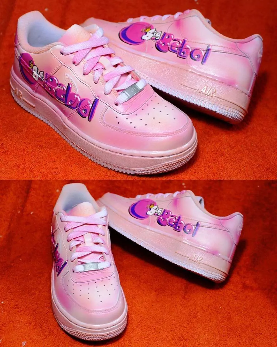 Nike Air Force 1 Big Babol Rosa sneakers dipinte a mano