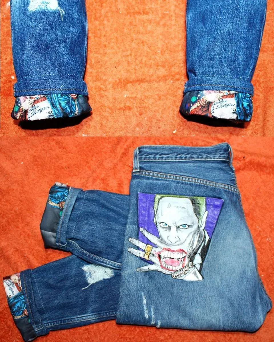 Levi's Vintage Harley Quinn Joker jeans dipinto
