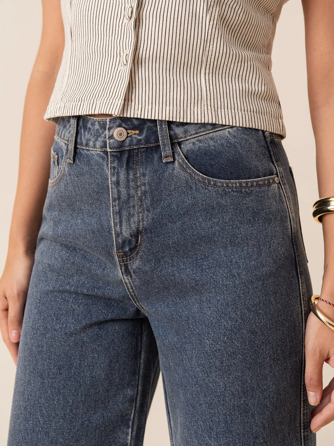 Oraije Colombe jeans wide blu scuro vita alta