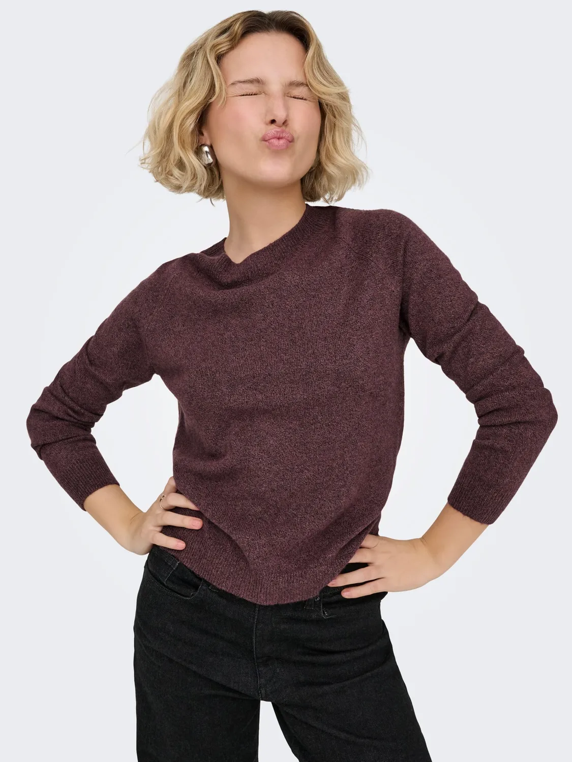 ONLY ONLRICA Pullover Rose Brown collo alto
