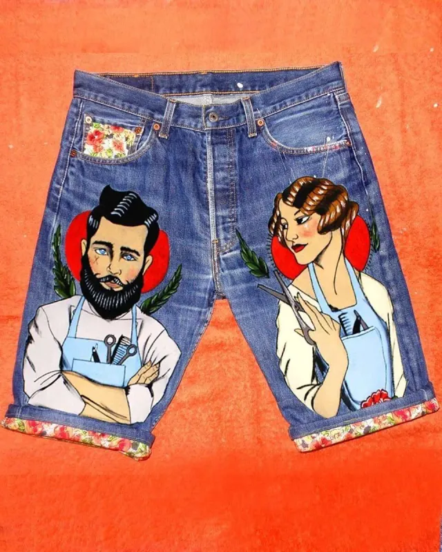 Never Say Never Levi's Vintage Barber bermuda dipinti unisex