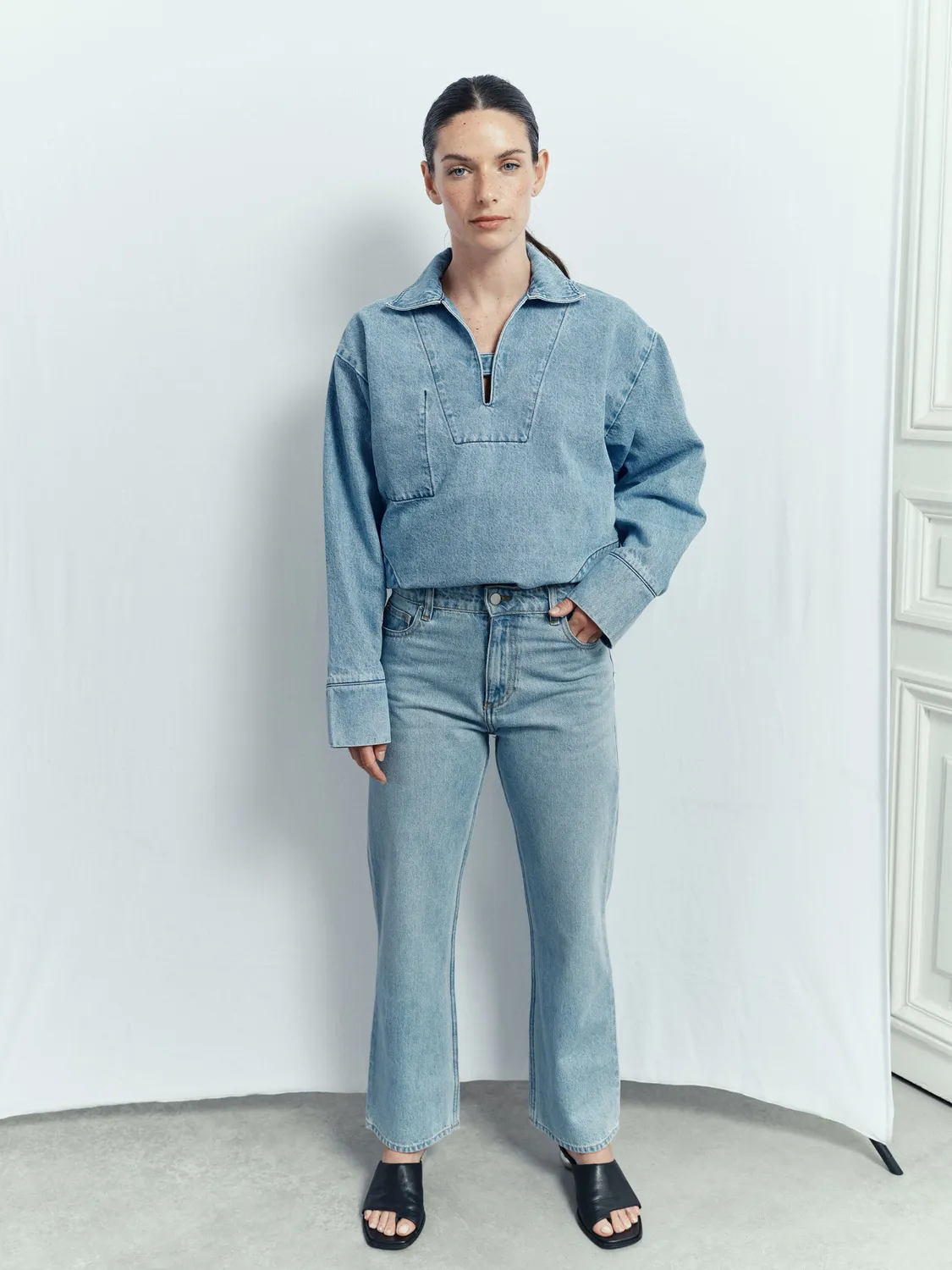 acquaverde Anouck jeans vita alta dirty bleach