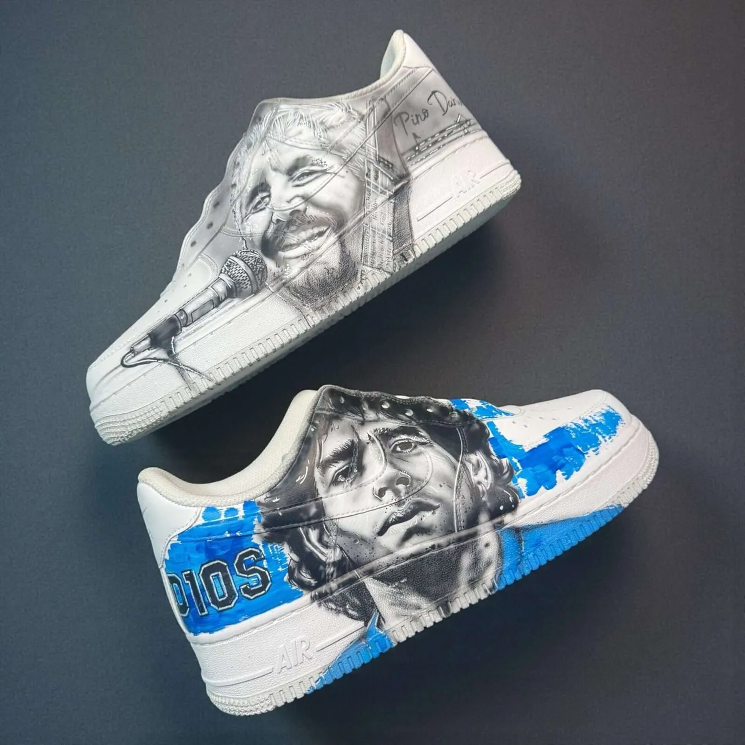 Nike Air Force 1 Maradona Pino Daniele sneakers dipinte a mano