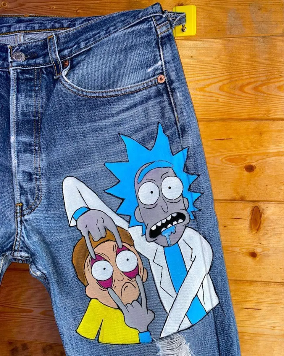 Levi's Vintage Rick and Morty jeans dipinti a mano