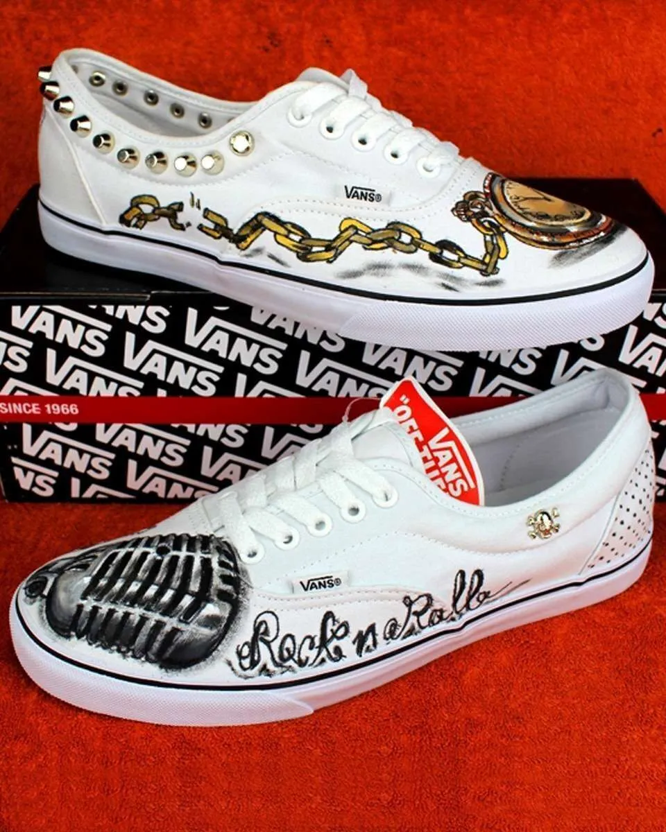 Vans Slip-On Clock and Rock scarpe dipinte a mano