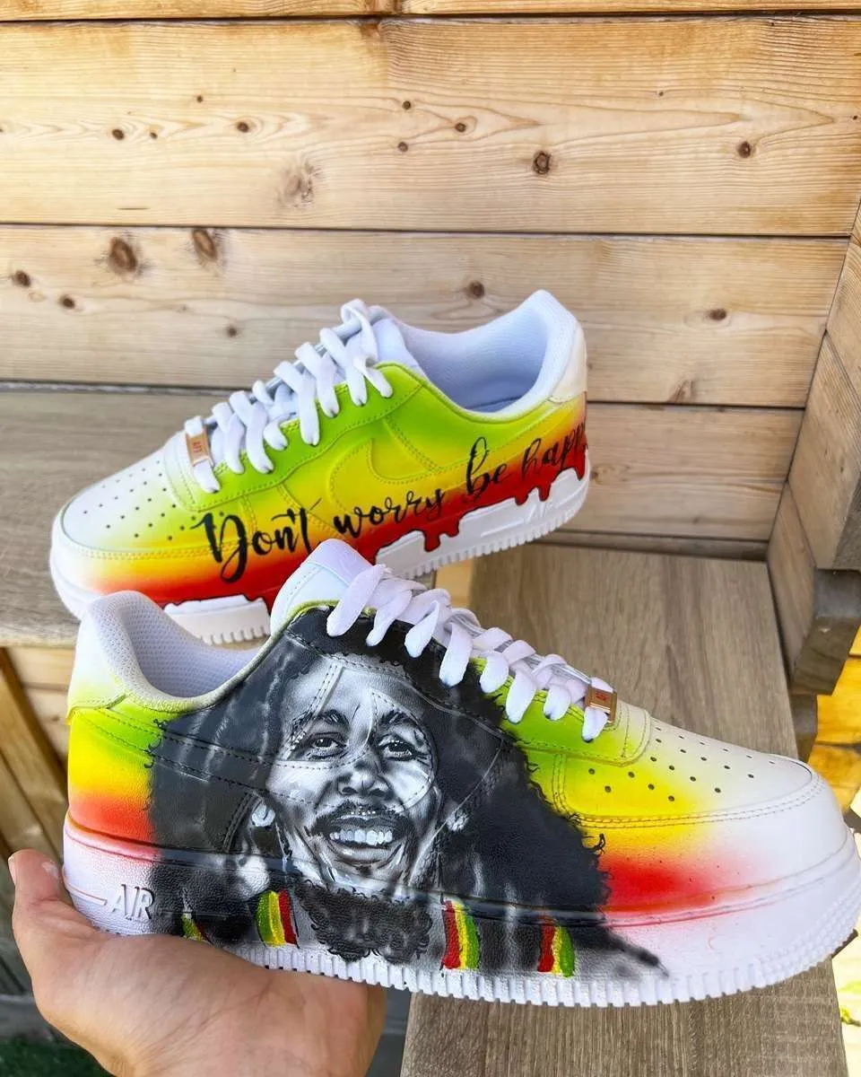 Never Say Never Air Force 1 Bob Marley sneakers dipinte