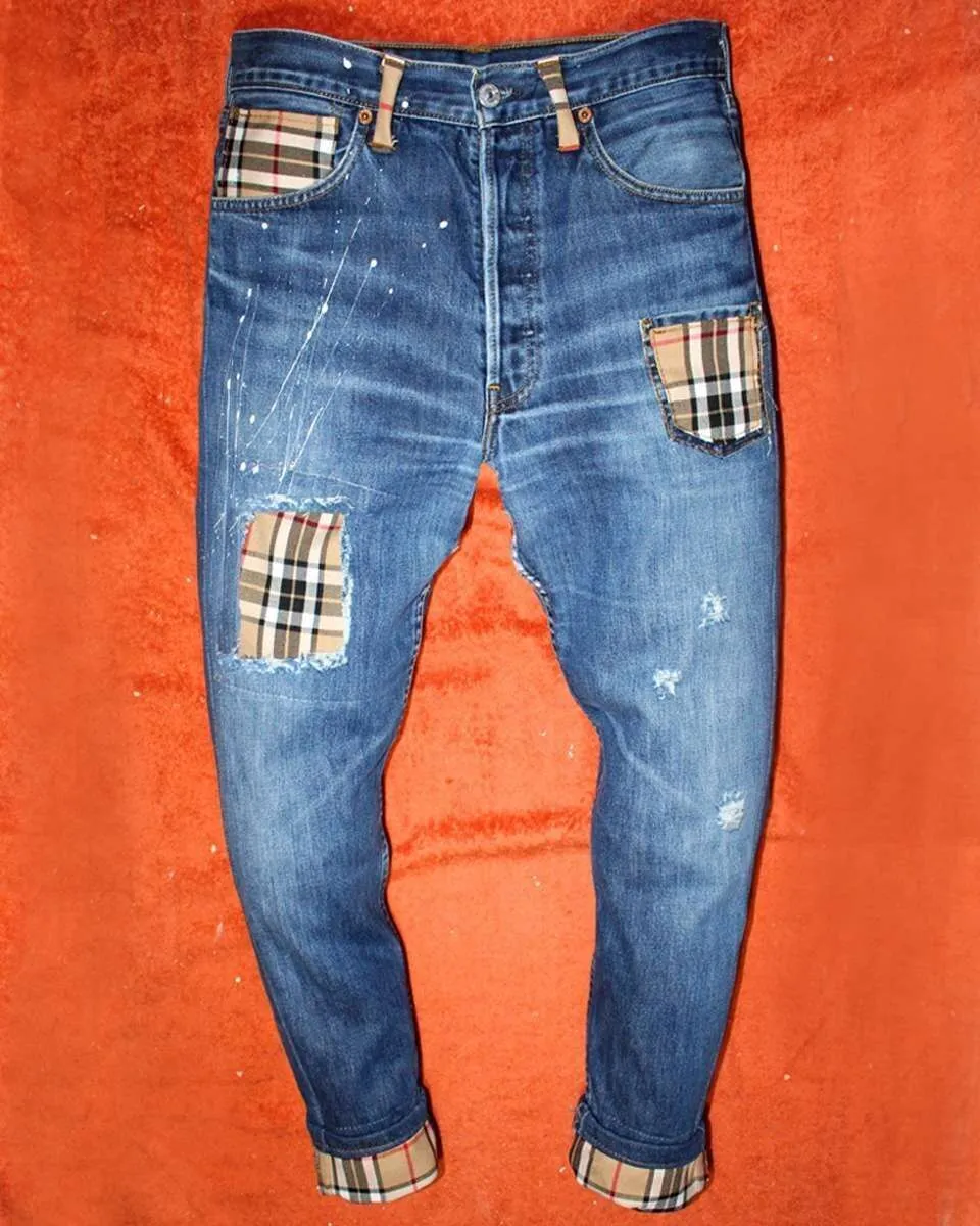 Levi's Vintage Burberry 07 jeans con tessuto custom check