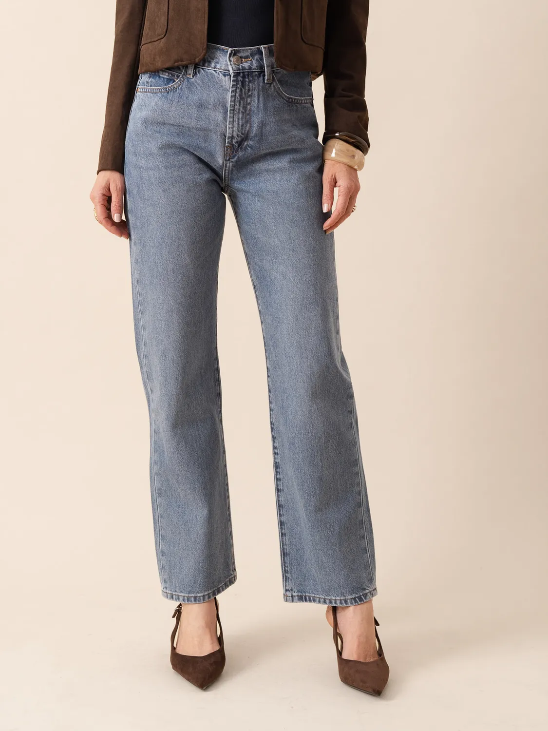 Oraije Alix jeans straight azzurro cielo bottoni