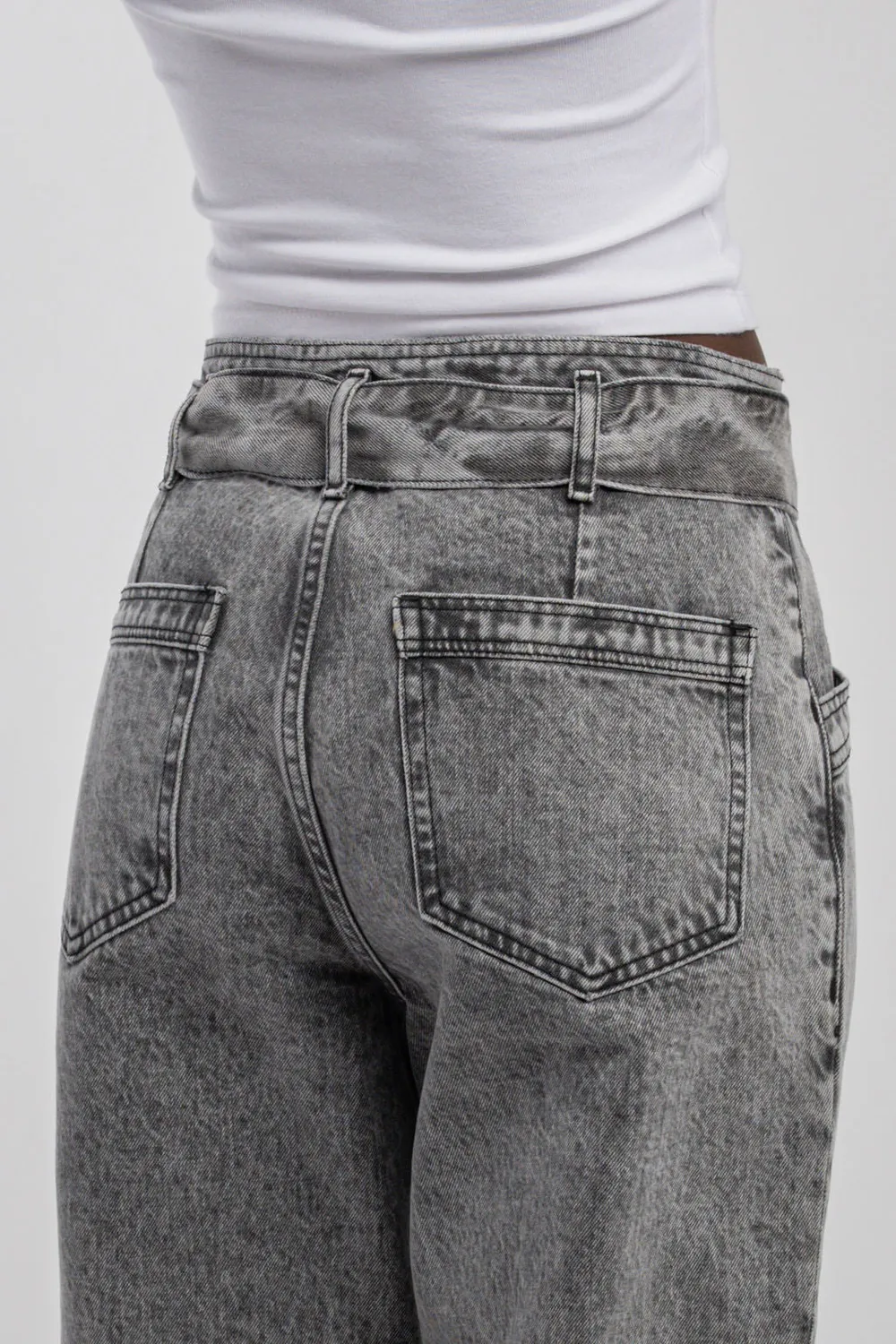 Teddy Smith P-Ginette jeans mom vita alta grigio donna