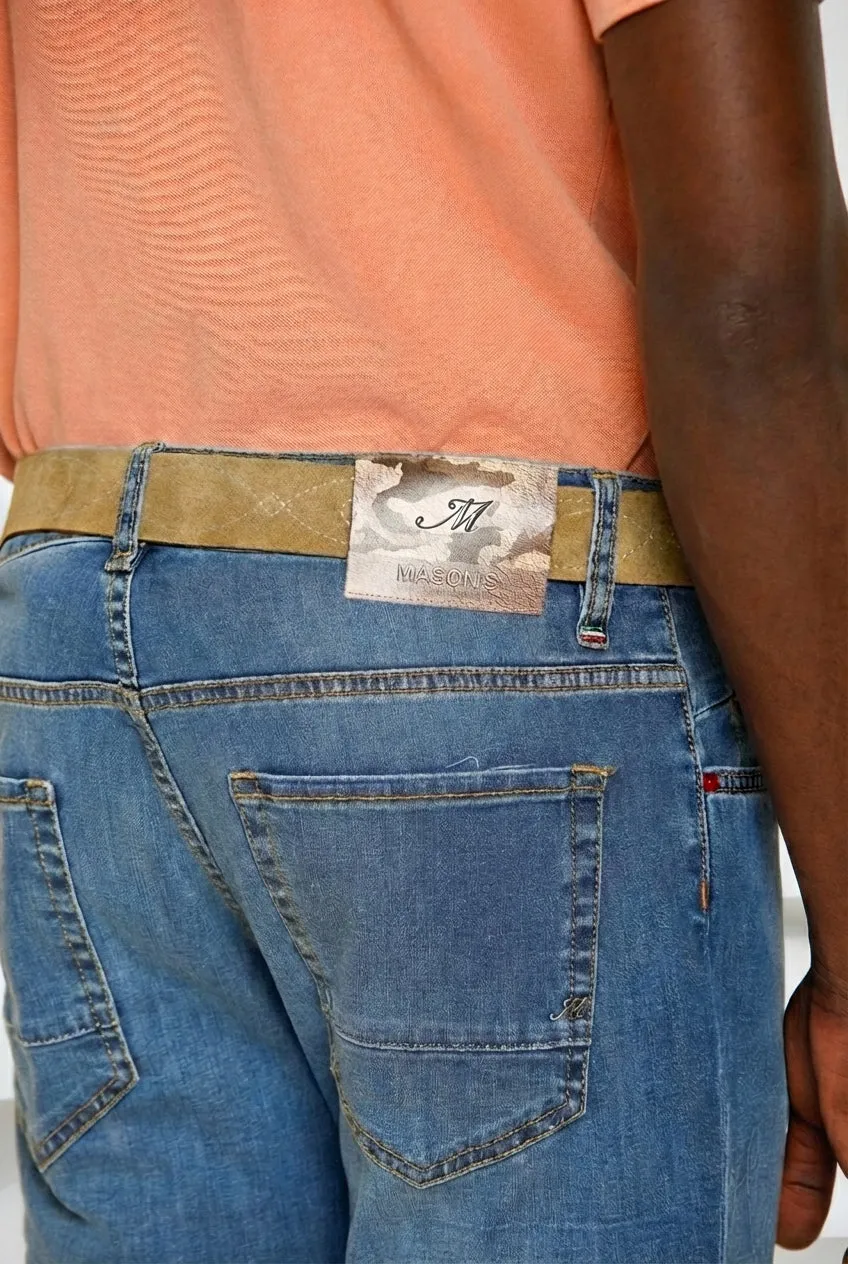 Mason's Harris jeans denim camouflage blu slim
