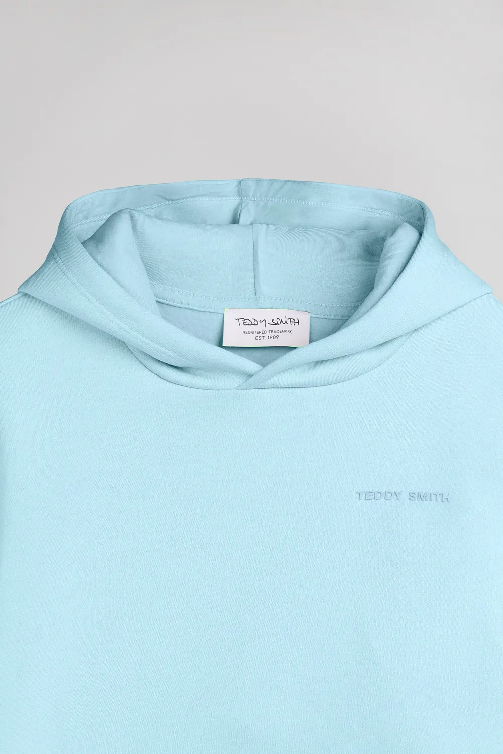 Teddy Smith S-Nark Hoody JR felpa ragazzo blu laguna cotone
